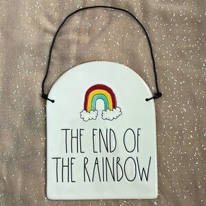 NWOT Rae Dunn “The End of the Rainbow” Hanging Ceramic Plaque Sign Colorful Luck